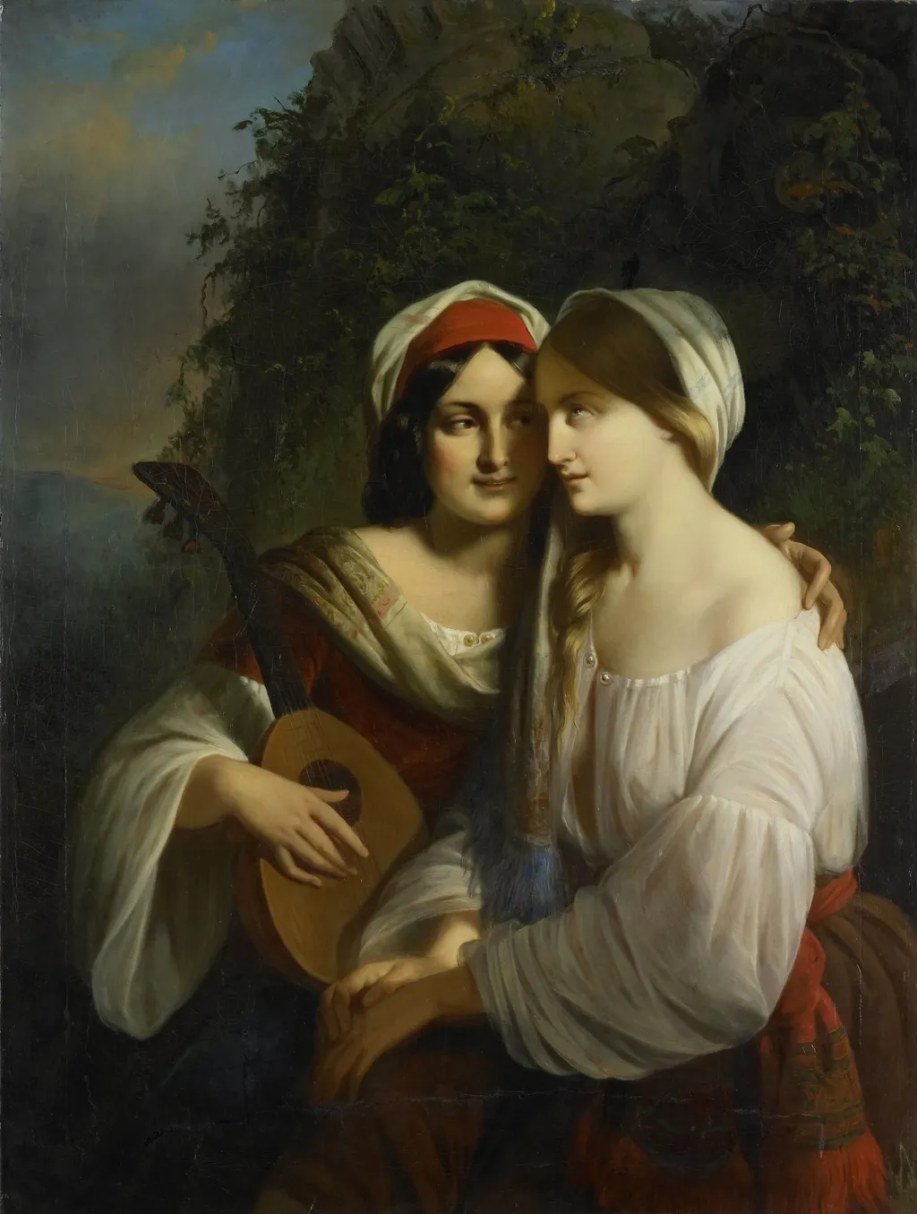 Twee vrouwen in Italiaanse dracht, by Moritz Calisch, oil, 1851