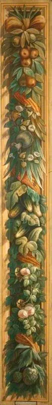 Fruit and Flowers (copy of a painted border in the Palazzo Ducale, Mantua), by Moritz Meurer, tempera, 1887