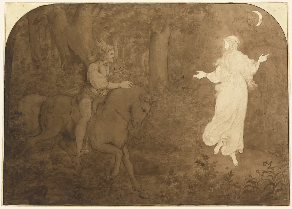 The Apparition in the Forest, by Moritz von Schwind, paint, 1823
