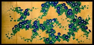 朝顔図屏風|Morning Glories, by Suzuki Kiitsu