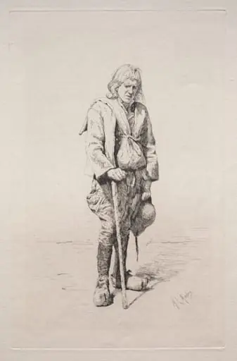 Man with Walking Stick, by Mortimer Menpes