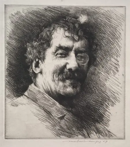 Portrait of Whistler with the White Lock, by Mortimer Menpes