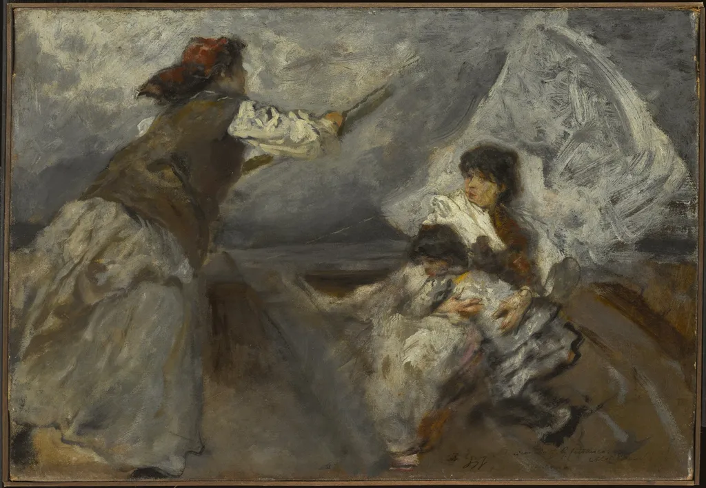 Study for Boating in the Lagoon, by Mosè Bianchi, oil, 1893
