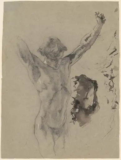 Study of the Figure and Head of Christ in "Christ on the Cross and Mary Magdalene", by Mosè Bianchi