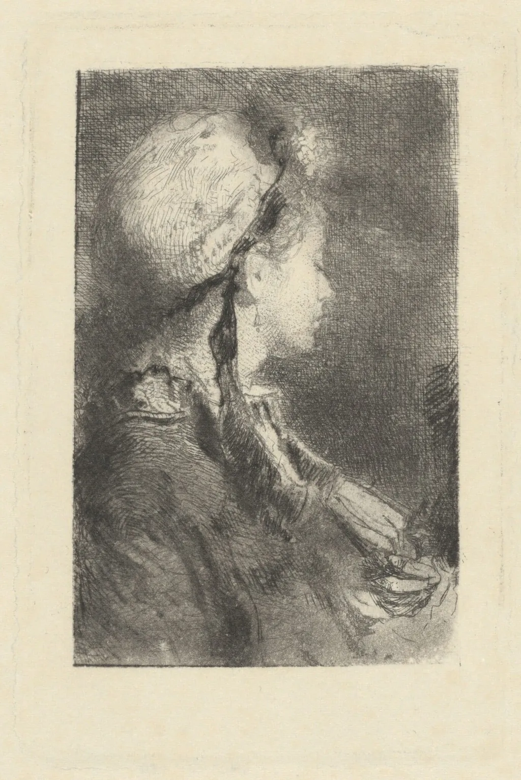 The Artist's Wife in Profile Facing Right, by Mosè Bianchi, ink, 1880