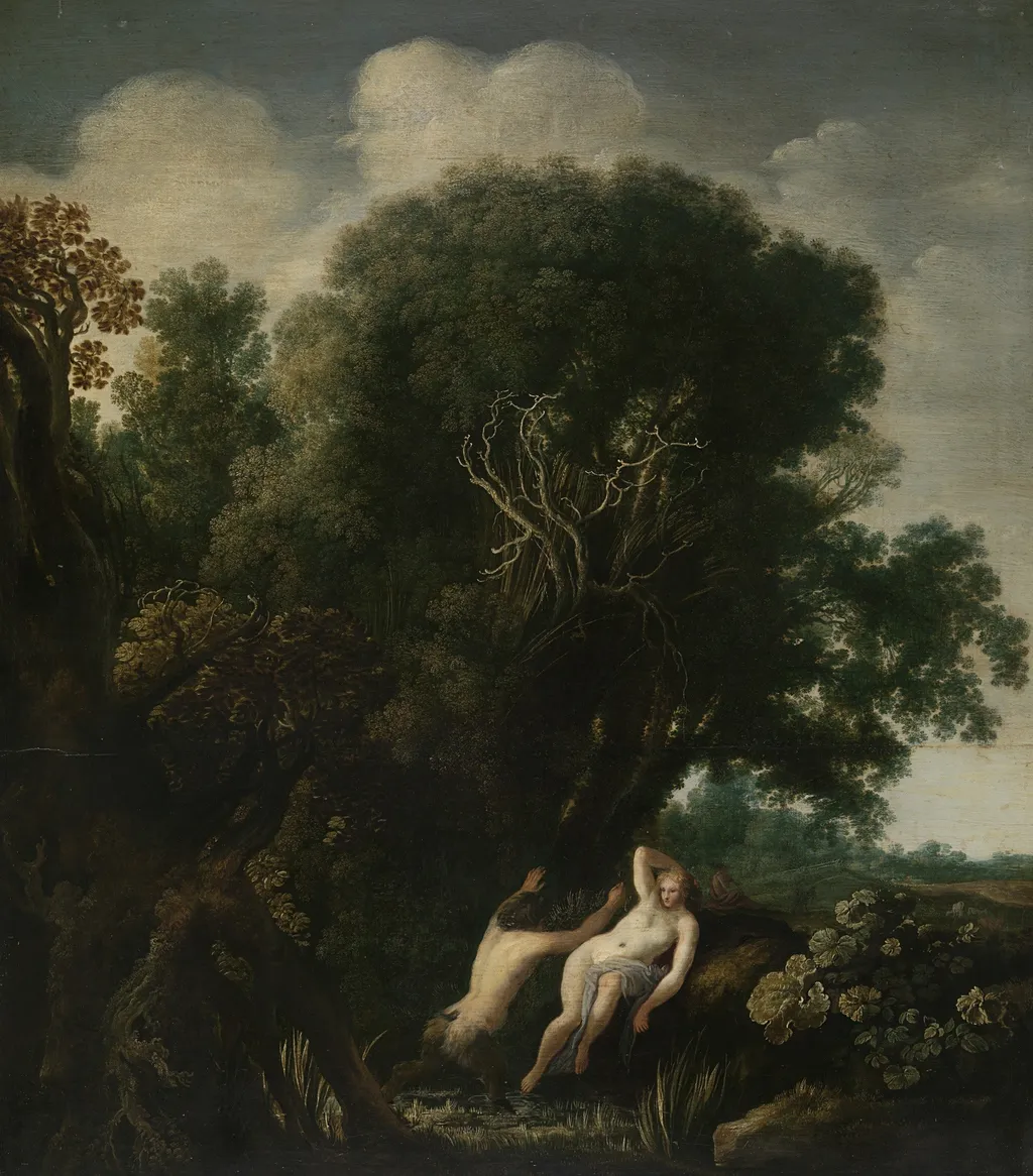 A Bathing Nymph Taken by Surprise by a Satyr, by Moses van Uyttenbroeck, oil, 1630