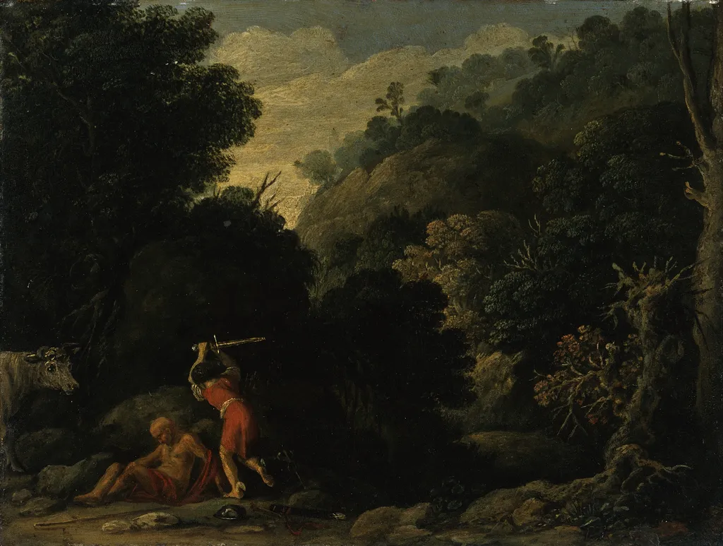 Forest Landscape with the Murder of Argus and Mercury, by Moses van Uyttenbroeck, paint, 1631