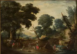 Mountain landscape with staffage