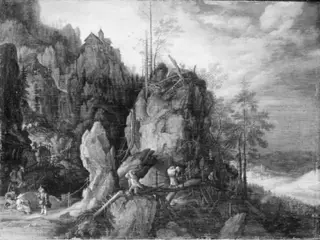 Mountain Landscape with Woodcutters