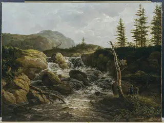 Mountainous Landscape with a Waterfall, Norway