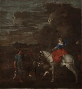 Mountainous Landscape with a Woman Riding