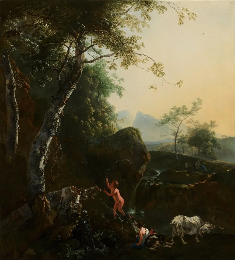 Mountainous Landscape with Waterfall
