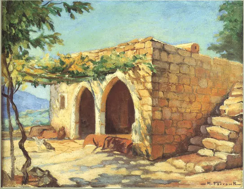 A House at Al-Hadath, by Moustafa Farroukh, oil, 1939