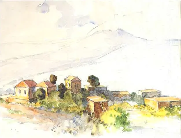 Ain Al-Saydeh, by Moustafa Farroukh, watercolor, 1939