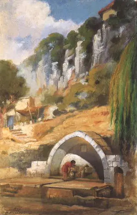 Al-Qashqush Spring at Bikfaya, by Moustafa Farroukh, 1939