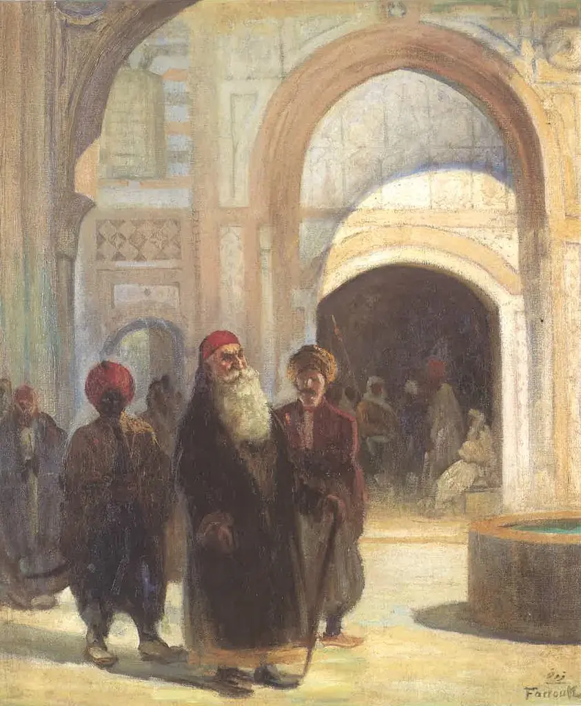 Emir Bashir and Sheikh Nasif al-Yaziji at Beiteddine Palace, by Moustafa Farroukh