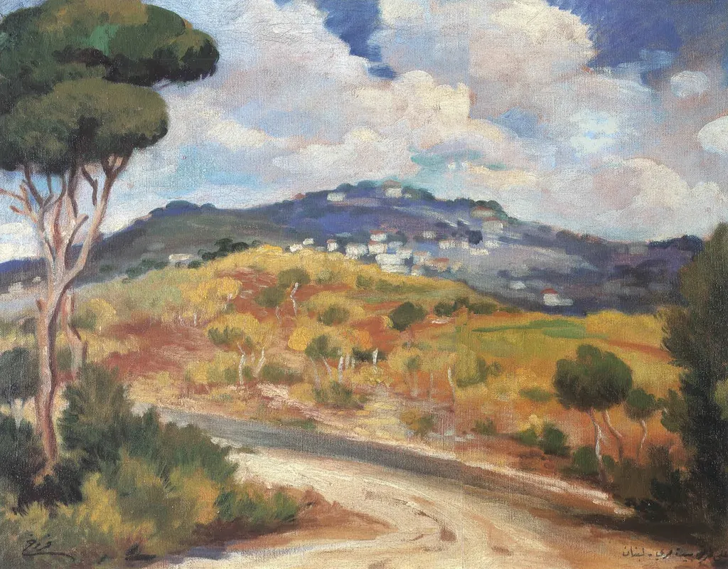 On the Road to Beit Mery, by Moustafa Farroukh, oil, 1939