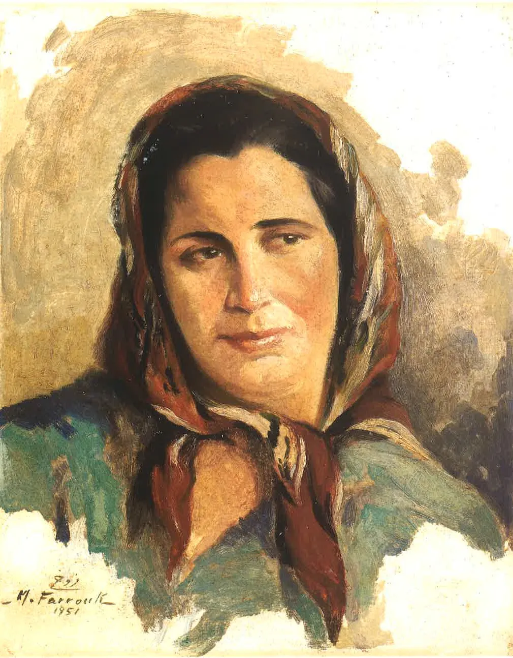Portrait of Thurayya Farroukh, by Moustafa Farroukh, oil, 1939