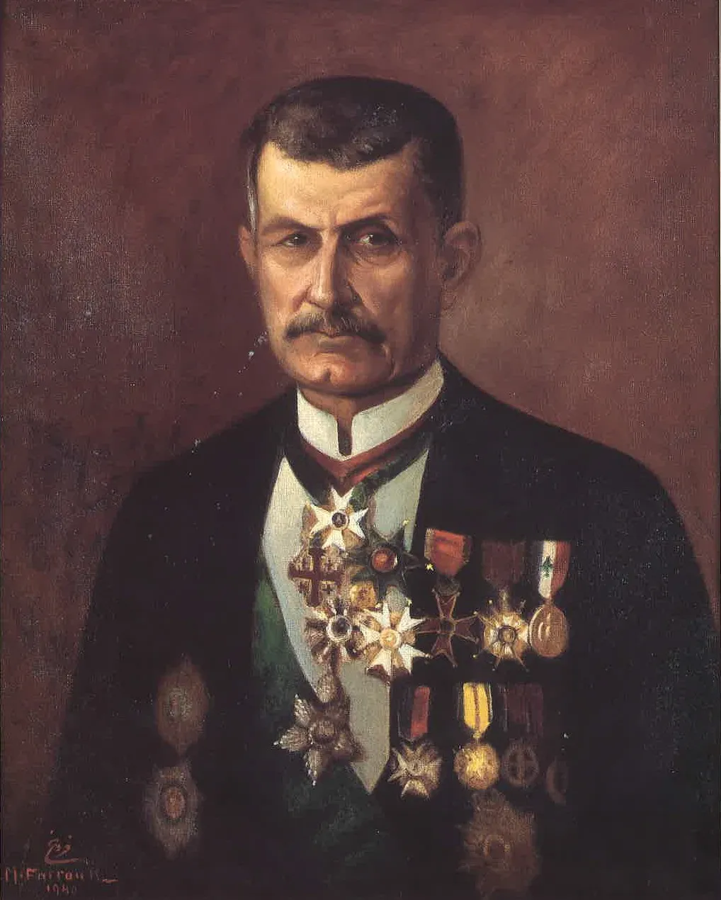 Portrait of Viscount Philippe de Tarrazi (1865 - 1956), by Moustafa Farroukh, oil, 1939