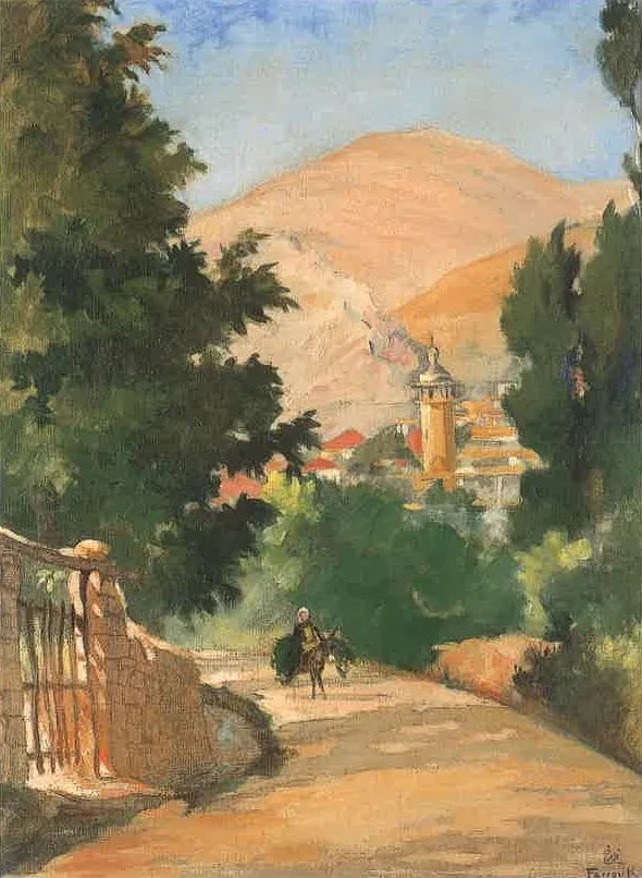 Qab Elias, by Moustafa Farroukh, oil, 1939