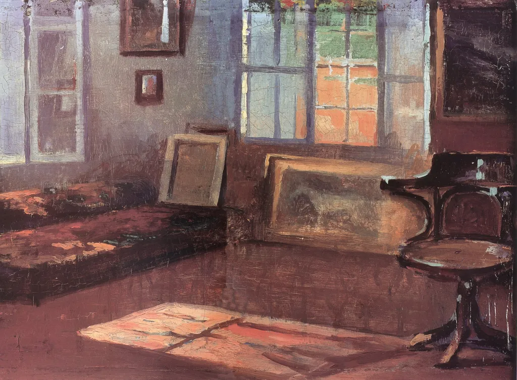 The Artist's Atelier at Basta, by Moustafa Farroukh, oil, 1939