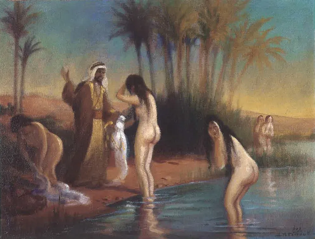 The Bathing Women of Darat Jouljoul (Mu'allaqat Imru' al-Qais), by Moustafa Farroukh, oil, 1936