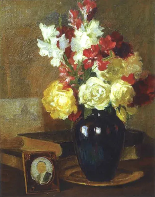 The Blue Vase, by Moustafa Farroukh, oil, 1939