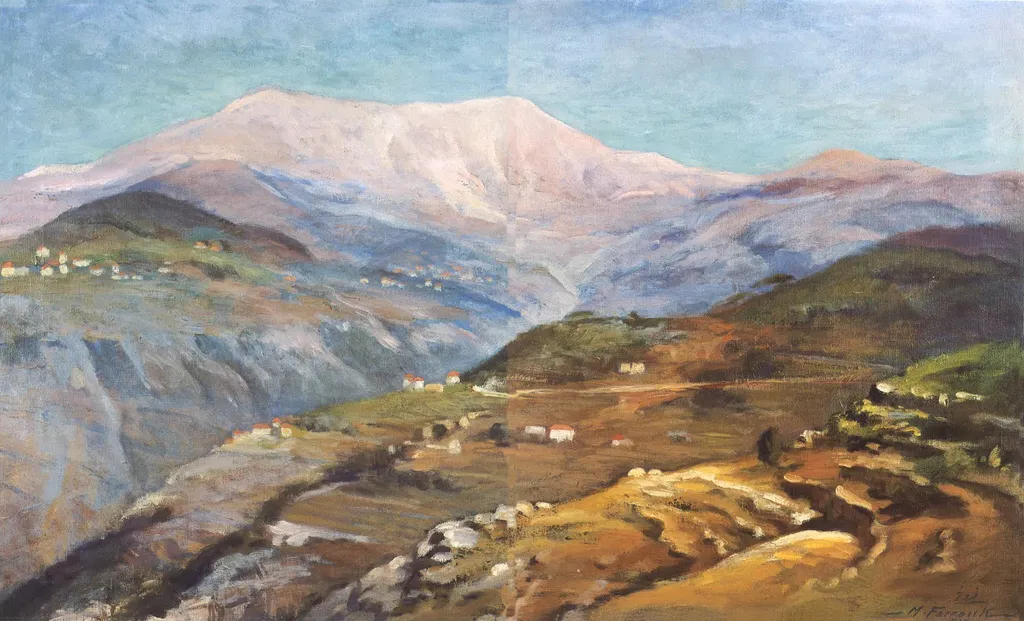 Zaarour Region and Mount Sannine, by Moustafa Farroukh, oil, 1939