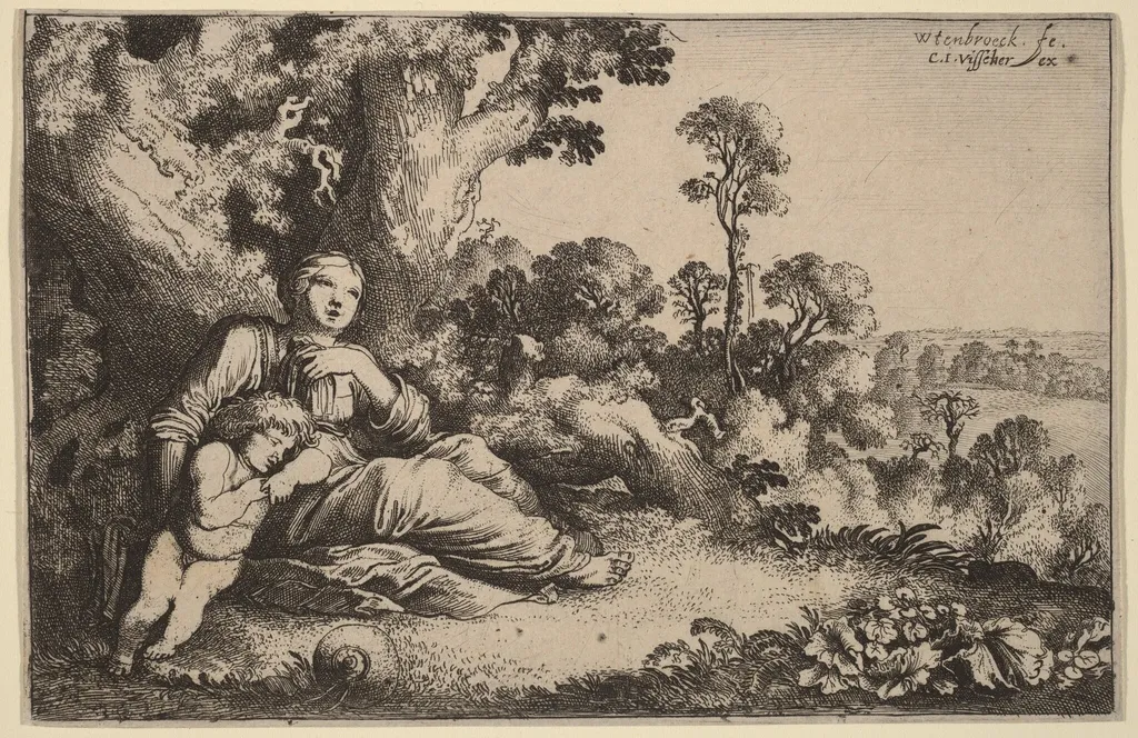 Hagar in the Desert, by Moyses van Uyttenbroeck, ink, 1619