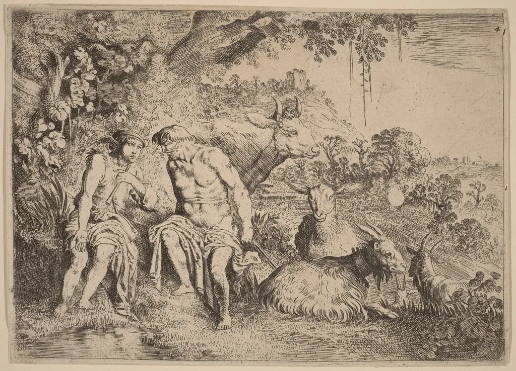 Mercury Lulling Argus to Sleep, by Moyses van Uyttenbroeck, ink, 1619