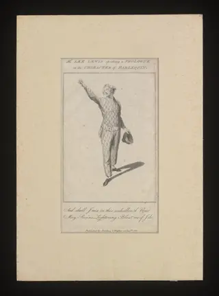 Mr Lee Lewis [sic] speaking a Prologue in the character of Harlequin