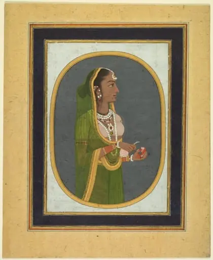 Court Lady Pouring Wine (recto), by Muhammad Rizavi Hindi