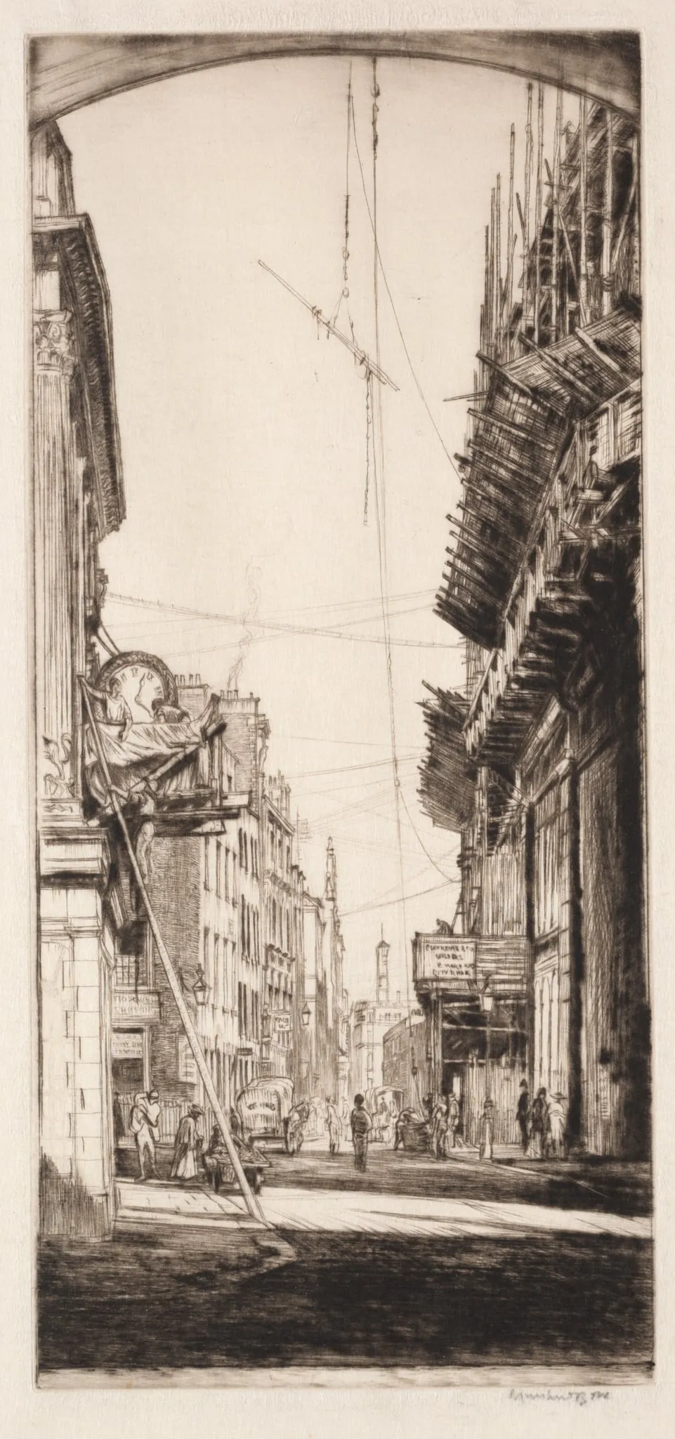 Liberty's Clock, by Muirhead Bone, 1909