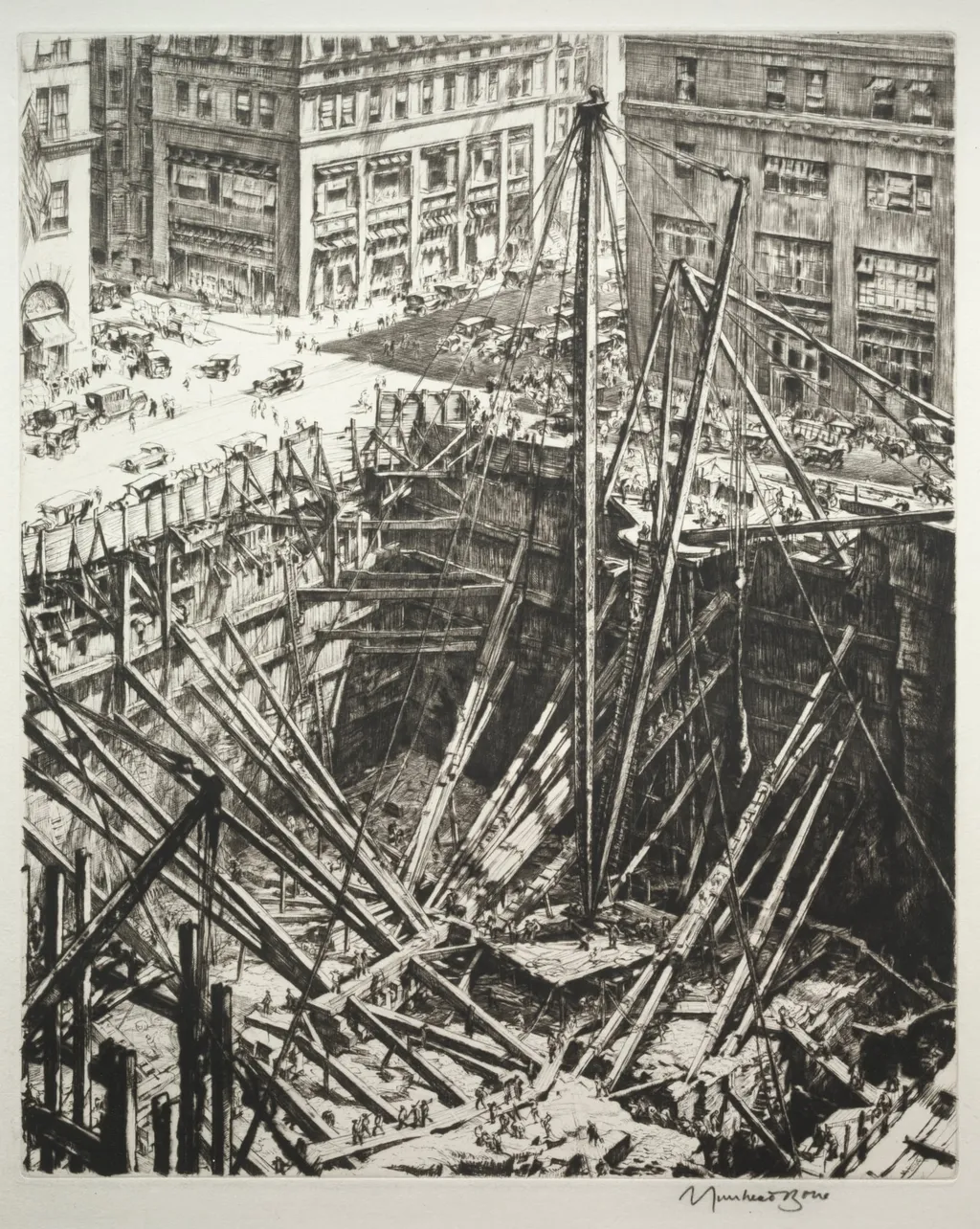Manhattan Excavation, by Muirhead Bone, 1924