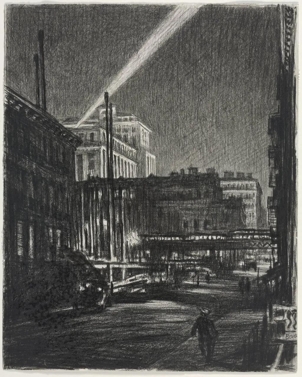 New York Night (recto), by Muirhead Bone, 1930