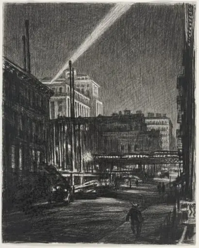 New York Night (recto), by Muirhead Bone