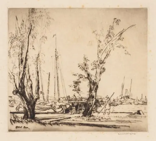 On the Y, Amsterdam, by Muirhead Bone