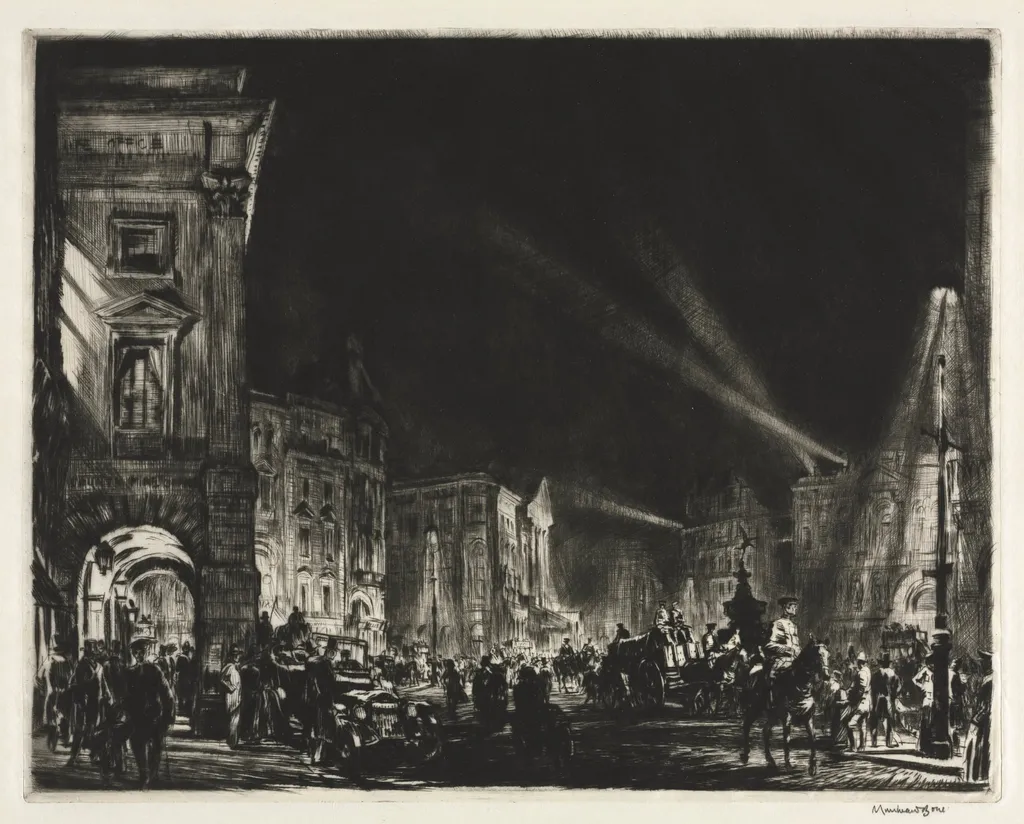 Picadilly Circus, by Muirhead Bone, 1915