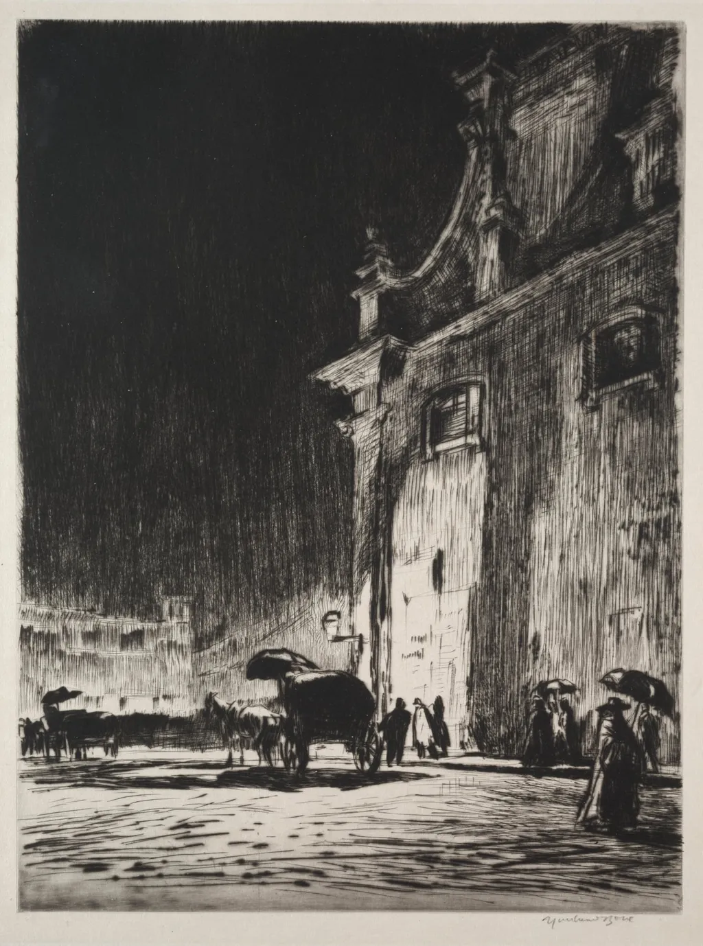 Rainy Night in Rome, by Muirhead Bone, 1913