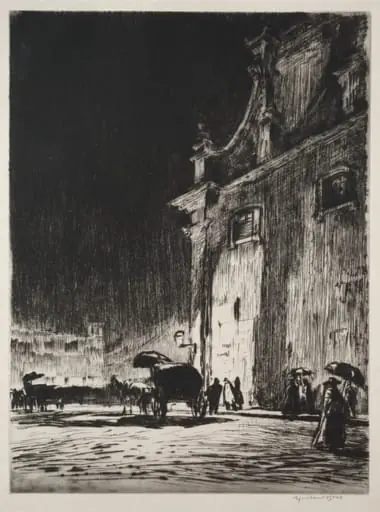 Rainy Night in Rome, by Muirhead Bone