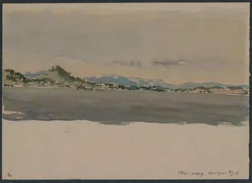 Storm Ending, Norwegian Fijord, by Muirhead Bone