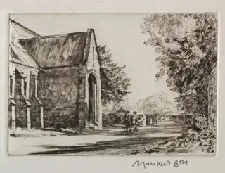 The Bishop's Barn, Wells, by Muirhead Bone, 1919