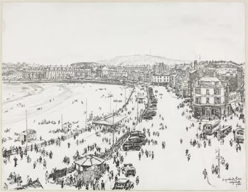 Weymouth and Distant Portland, by Muirhead Bone