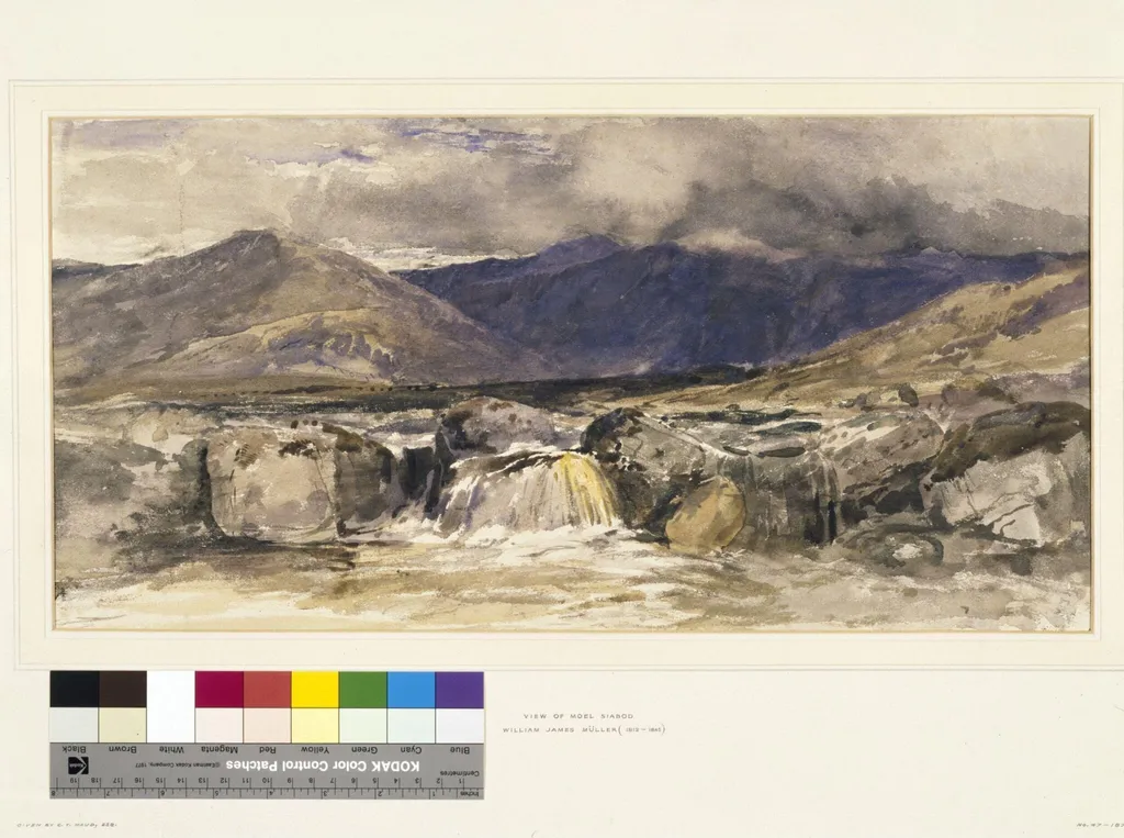 Moel Siabod, North Wales, by Muller, watercolor, 1840