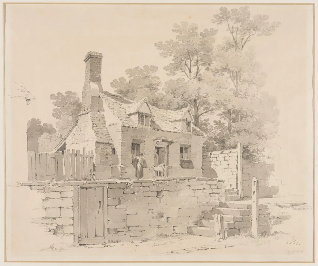 A Cottage in High Street, Hastings, by Munn, watercolor, 1850