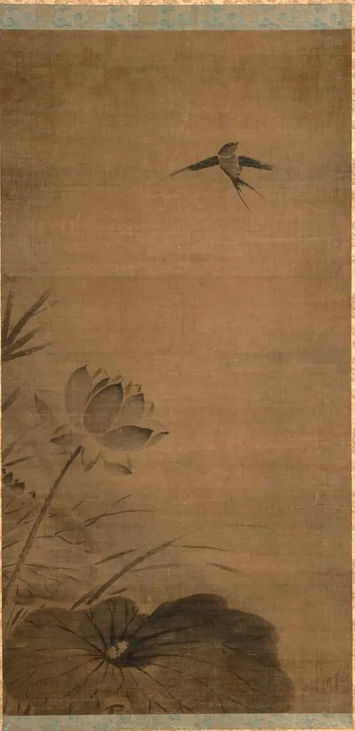Swallow and Lotus, by Muqi