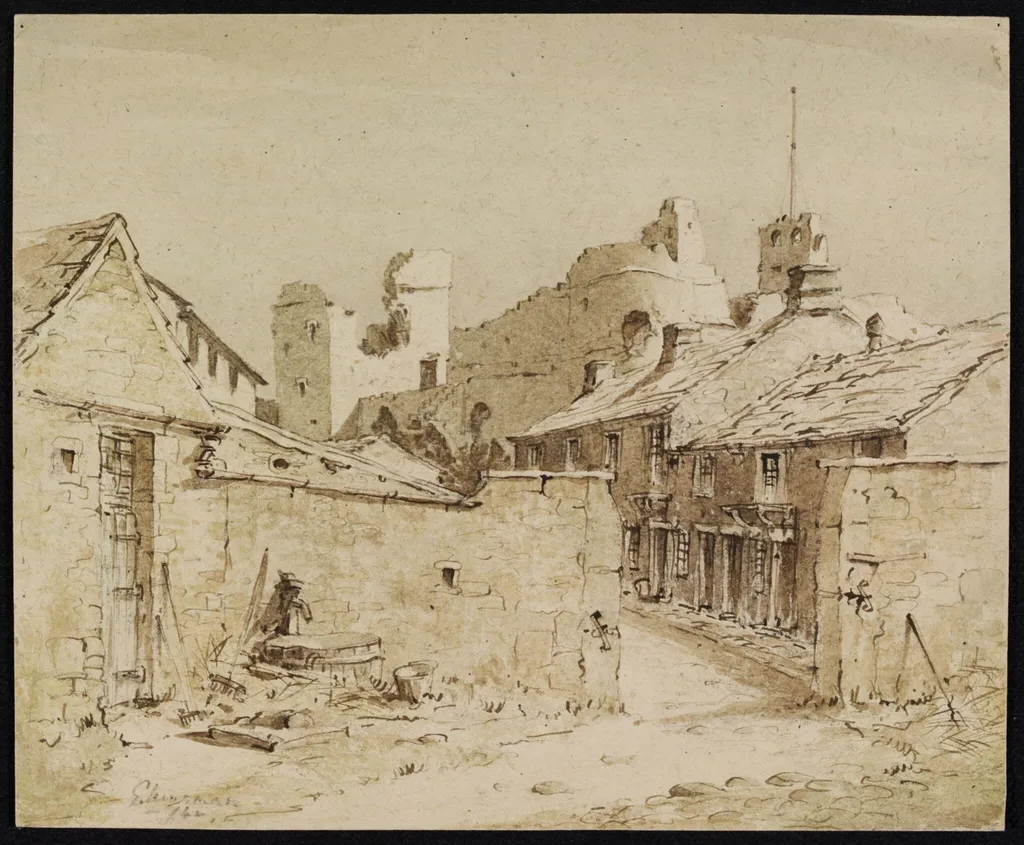 Middleham Street and Castle, by Musman, watercolor, 1942