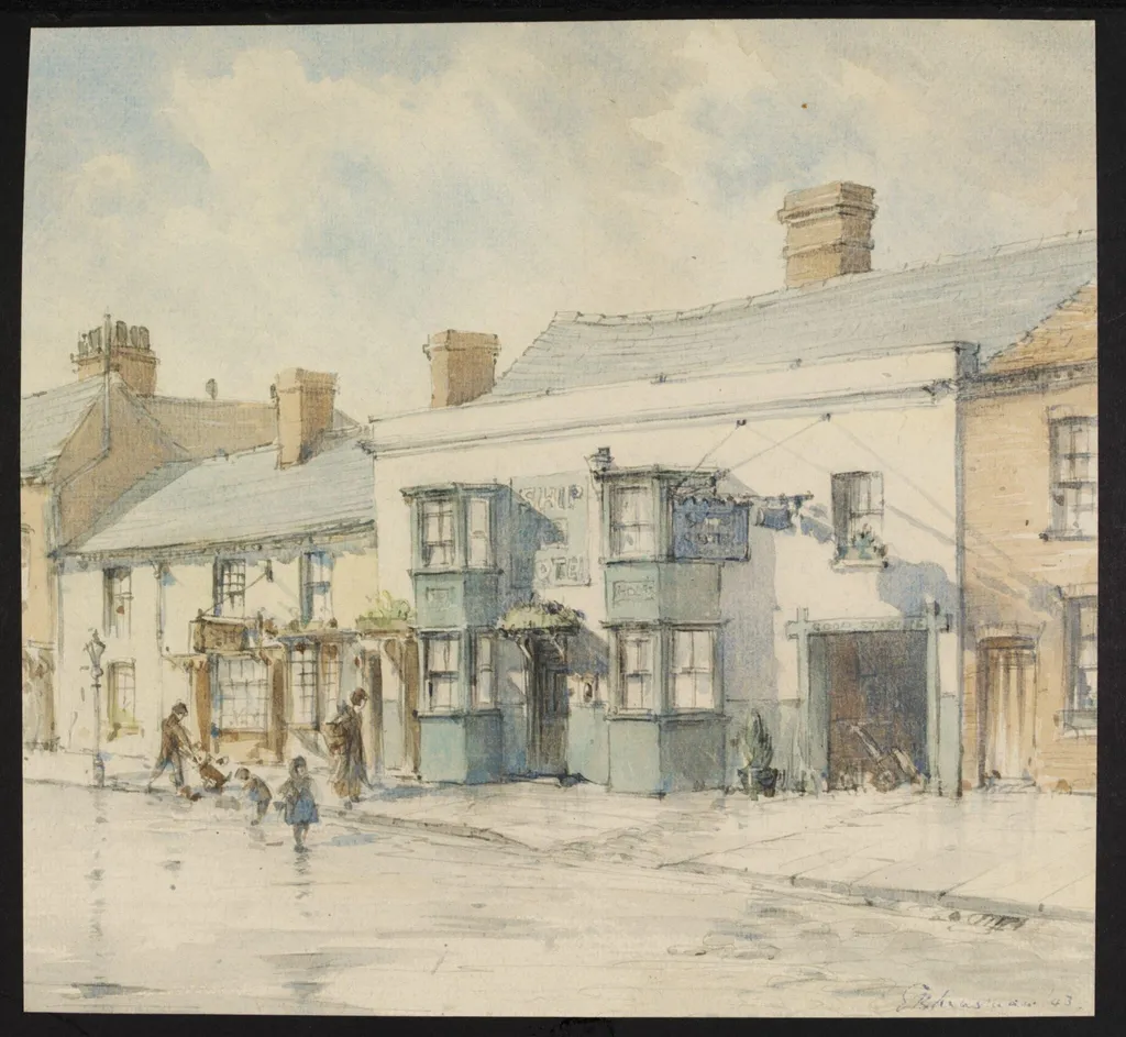 The Ship Inn, Tenbury Wells, by Musman, watercolor, 1943