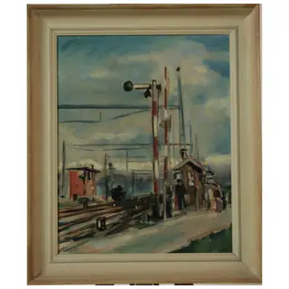 Ernst Murbach, Muttenz - Malerei, Ölgemälde „Bahnübergang“, by Muttenz Ernst Murbach, 1941