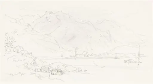 Lake in a Mountainous Landscape, by Myles Birket Foster